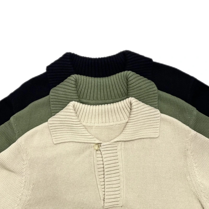 Loosen Up【粗线翻领毛衣】法式慵懒风高克重宽松百搭套衫针织毛