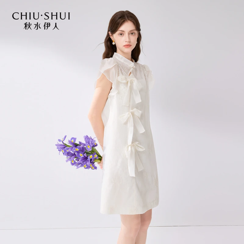 【小铃铛专属】秋水伊人新中式系带连衣裙夏女花瓣袖裙624204D02067