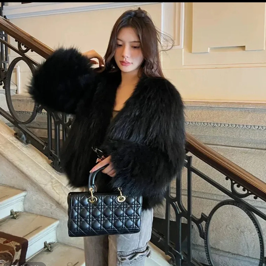 白貉子毛反季加密加厚双面编织50衣长秋冬冬季爆款韩版时尚网红款