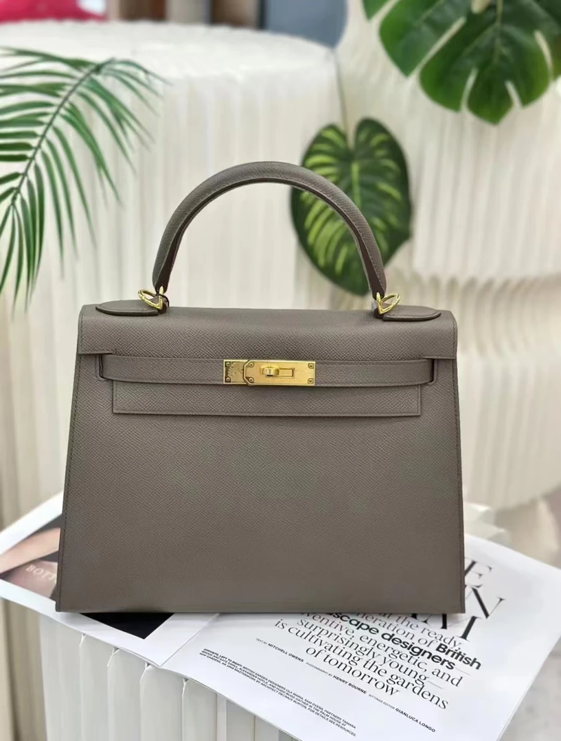 未使用 Hermes/爱马仕 Kelly25 M8银河灰Togo内拼1T泰坦绿 马蹄标