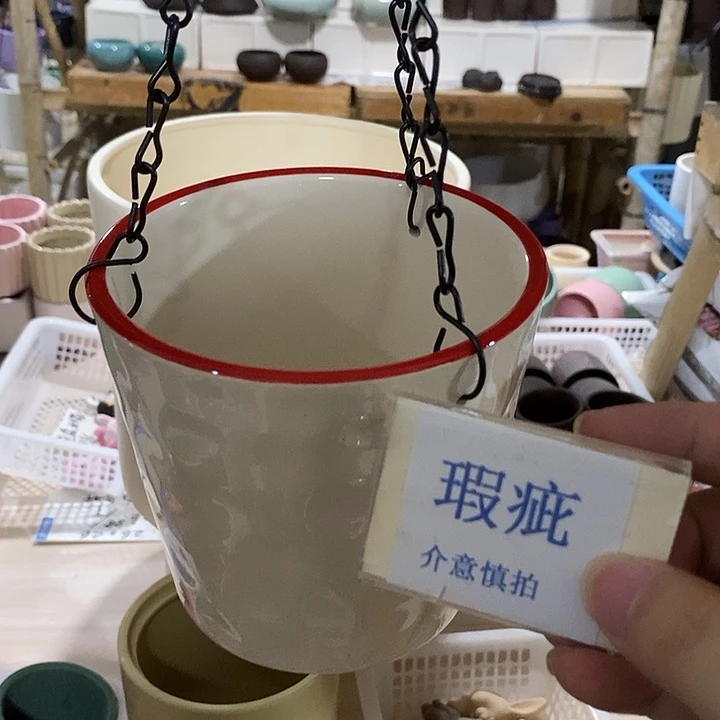 紫砂花盆多肉瑕疵盆有孔。