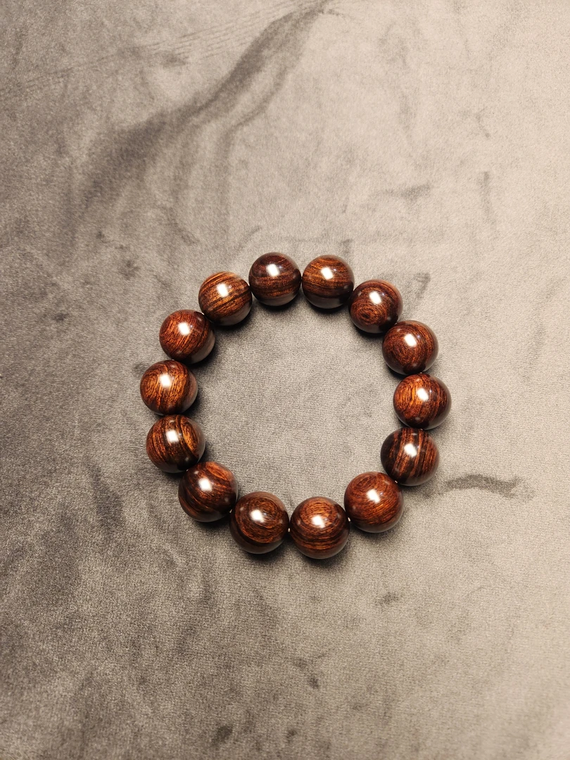 海南黄花梨1.6沉水芝麻花紫油梨精品单圈手串Z5