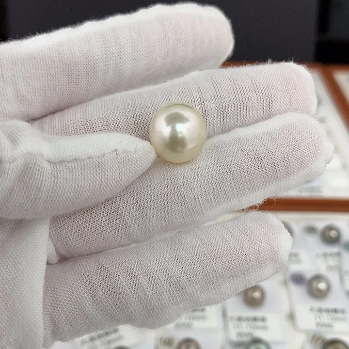 海水珍珠未镶嵌耳饰浅金