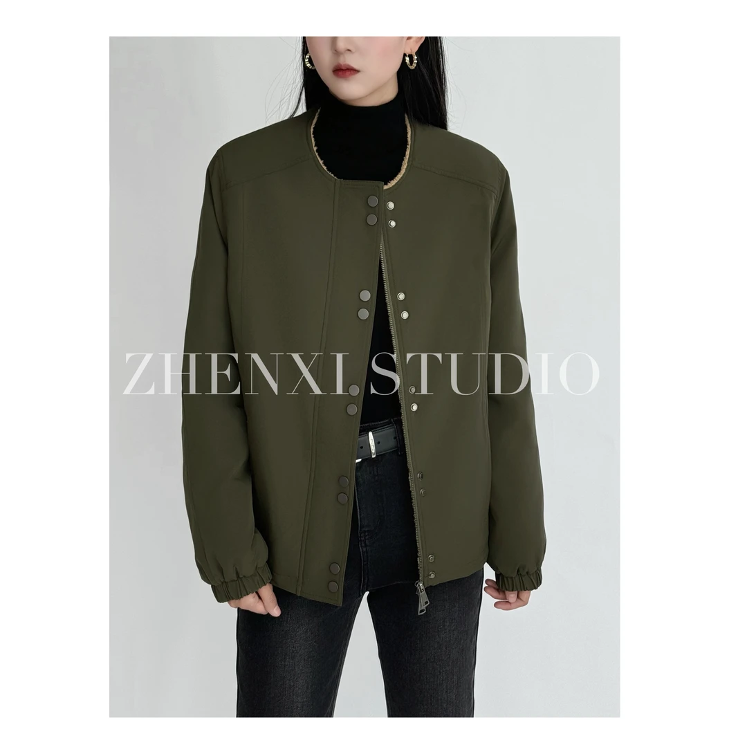 针西【小绿】高个子穿搭加长加厚两面穿外套W90132