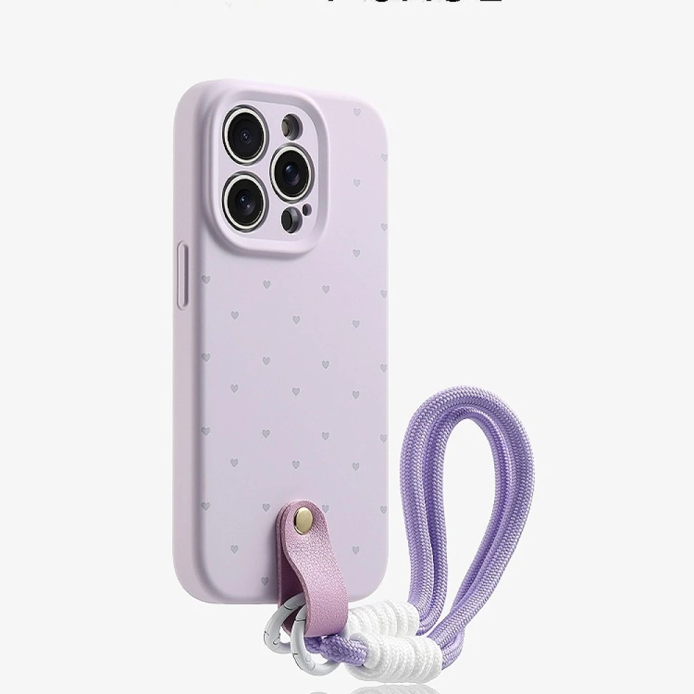 满屏爱心液态硅胶带挂绳适用iPhone16promax苹果15手机壳14新款13