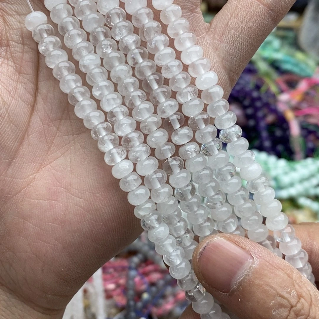 玛瑙/玉髓未镶嵌珠宝半成品一条天然4×6.5白水晶胖隔片