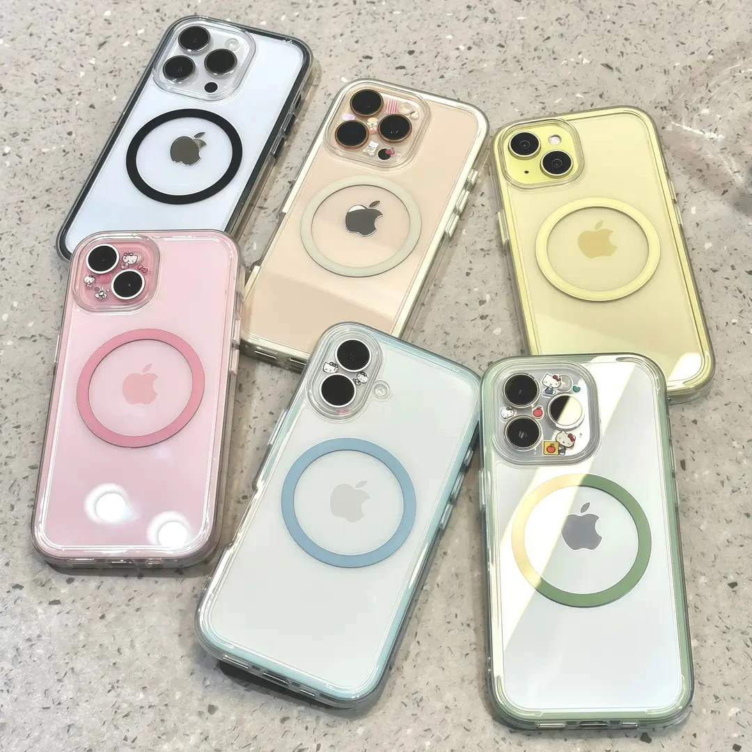 高颜值透色磁吸适用iPhone16手机壳13苹果15promax小米14华为oppo