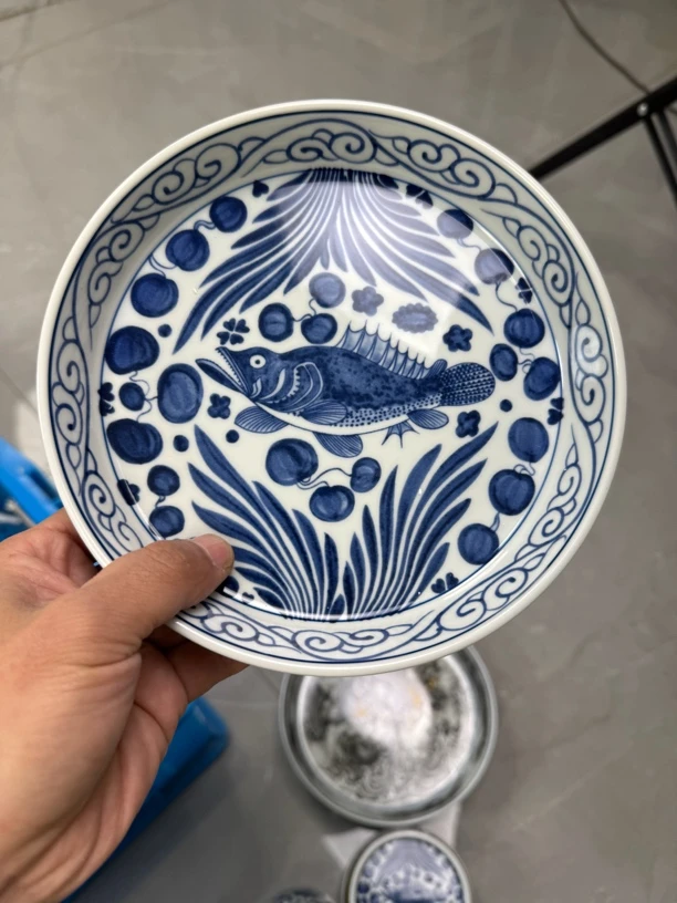 景德镇青花鱼藻纹大壶承