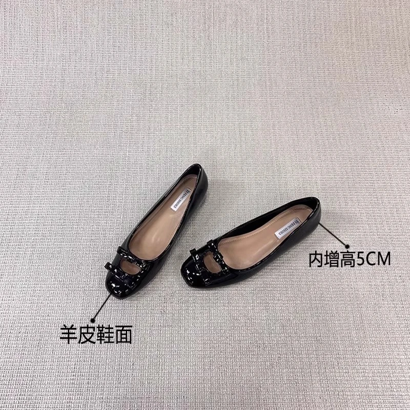 手工羊皮浅口单鞋女2025新款软底蝴蝶结法式夏季内增高小众晚晚鞋