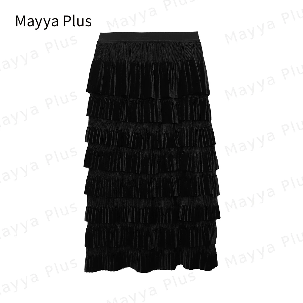 【丝绒蛋糕裙】Mayya Plus麦芽定制气质显瘦百搭款蛋糕半裙32346076