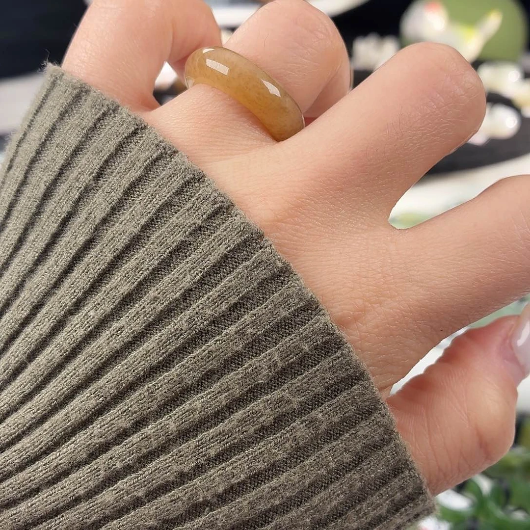 和田玉未镶嵌戒指S34糖花窄轮胎16.6