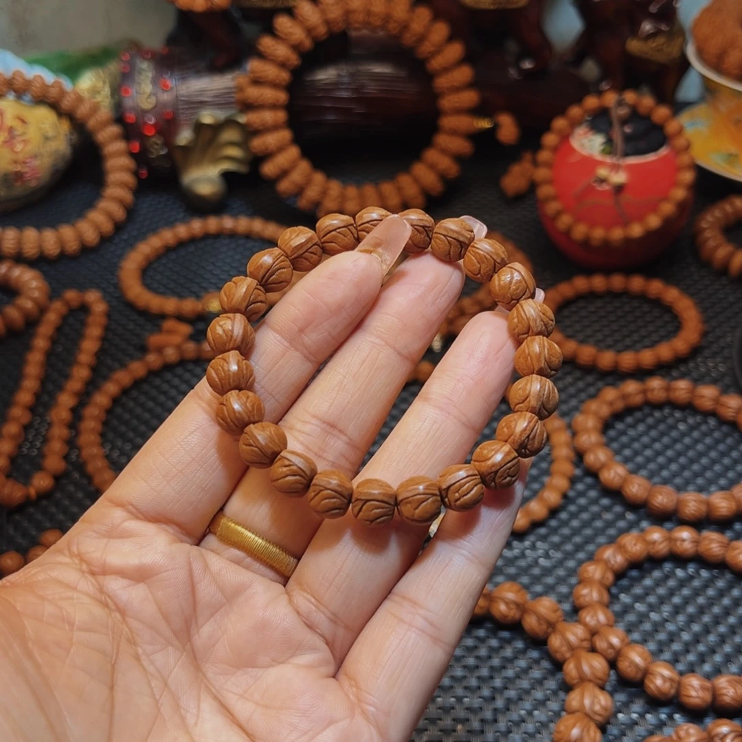 桃核手串10老树籽玉龙脊单圈