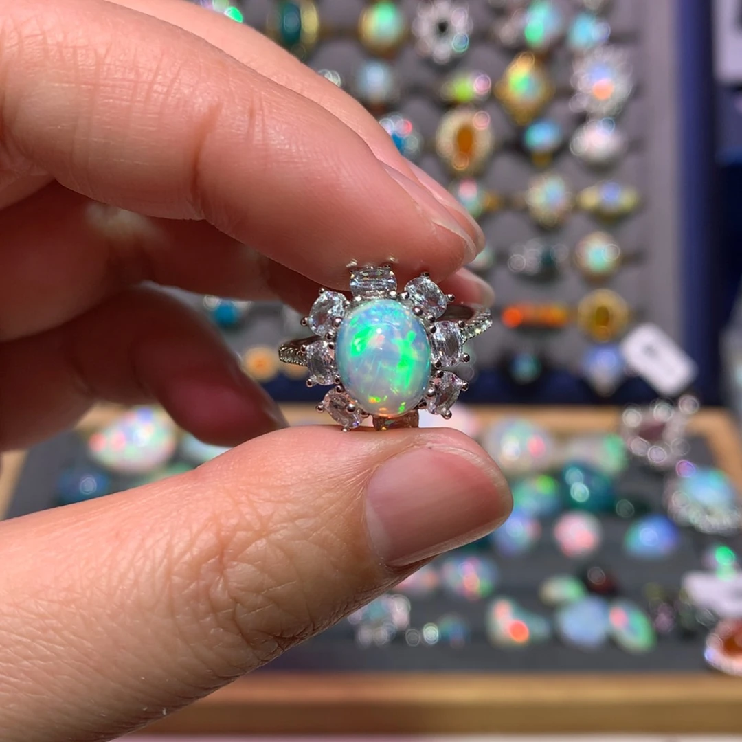 银S925镶嵌欧泊戒指款式