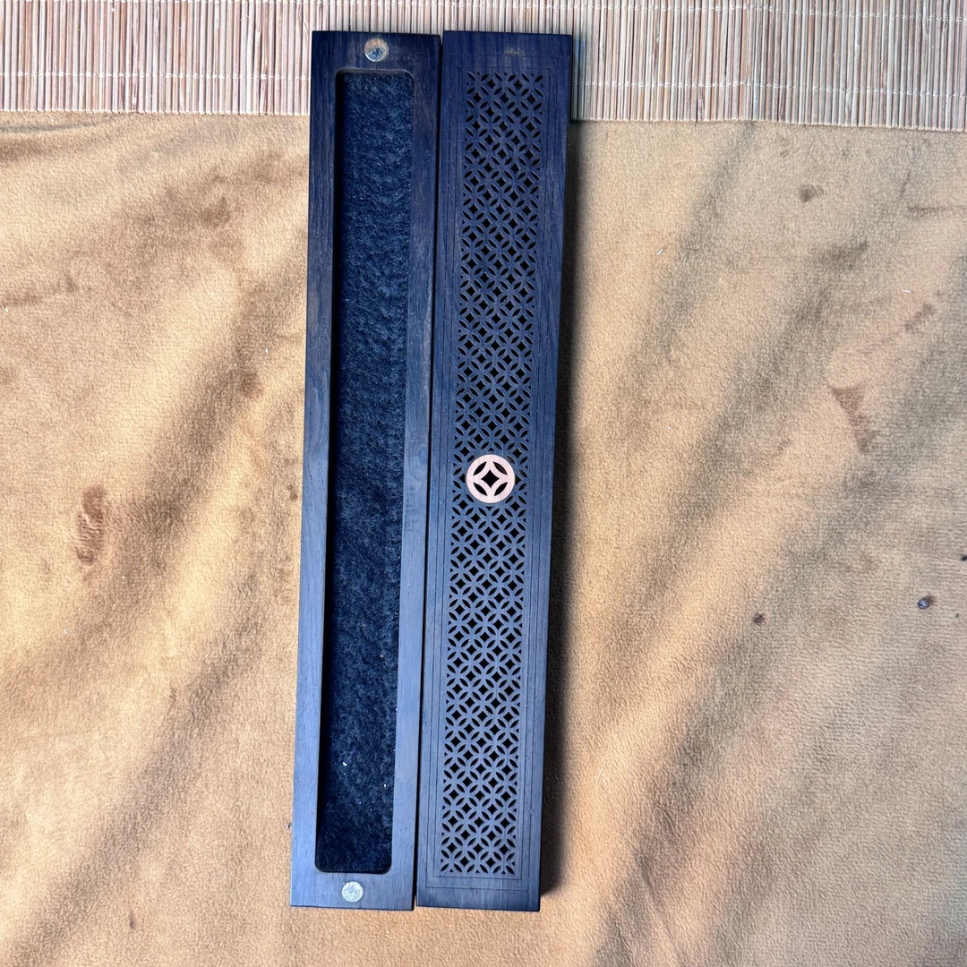 【三言】黑檀木21cm长卧香盒室内香插檀木质沉香熏香炉檀香炉线香盒