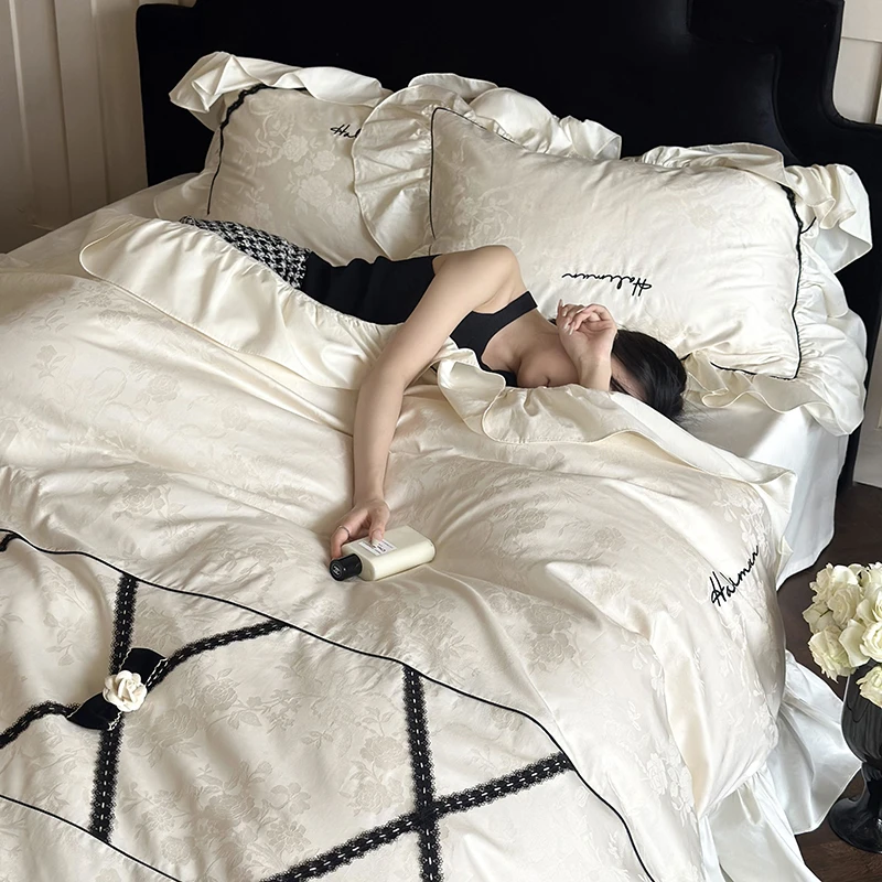 【晚睡眠家纺】新品100S澳棉四件套-白茶