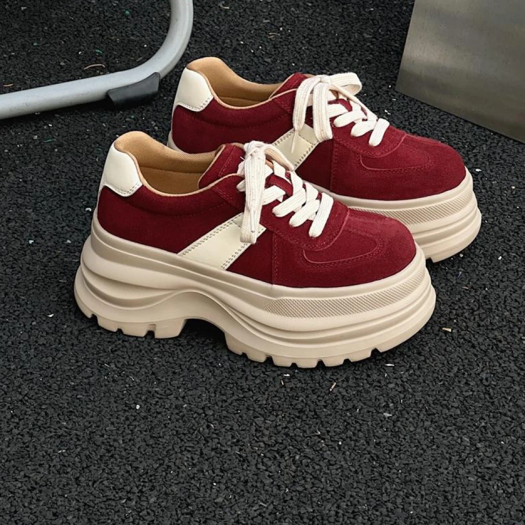 断码清库！秋款不加绒翻毛牛皮7cm厚底洋气休闲鞋Y799