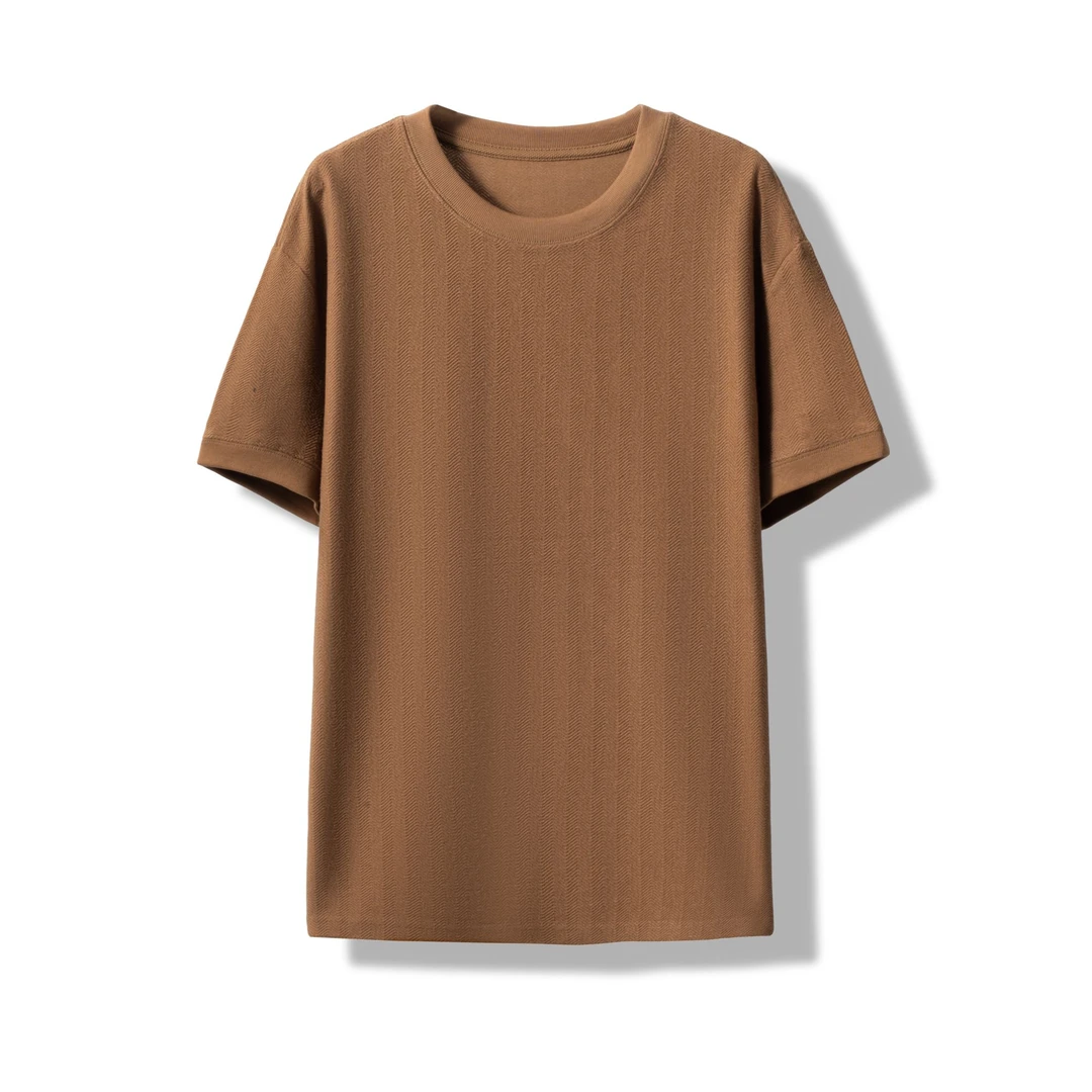 重磅鱼骨纹短袖T 卡其色