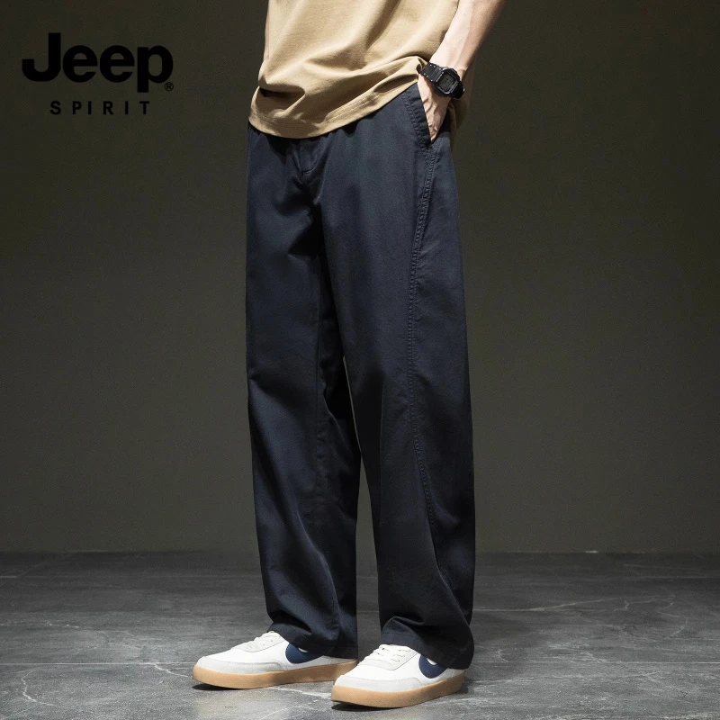 JEEPSPIRIT吉普莱赛尔休闲裤男2025秋冬加绒直筒宽松大码工装长裤