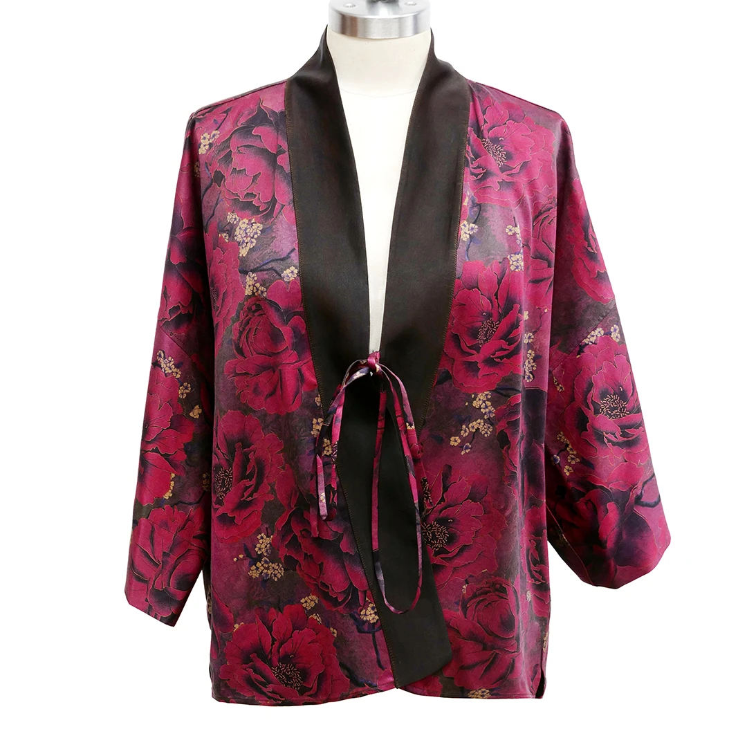 元始华风香云纱双色花纹缎面外套