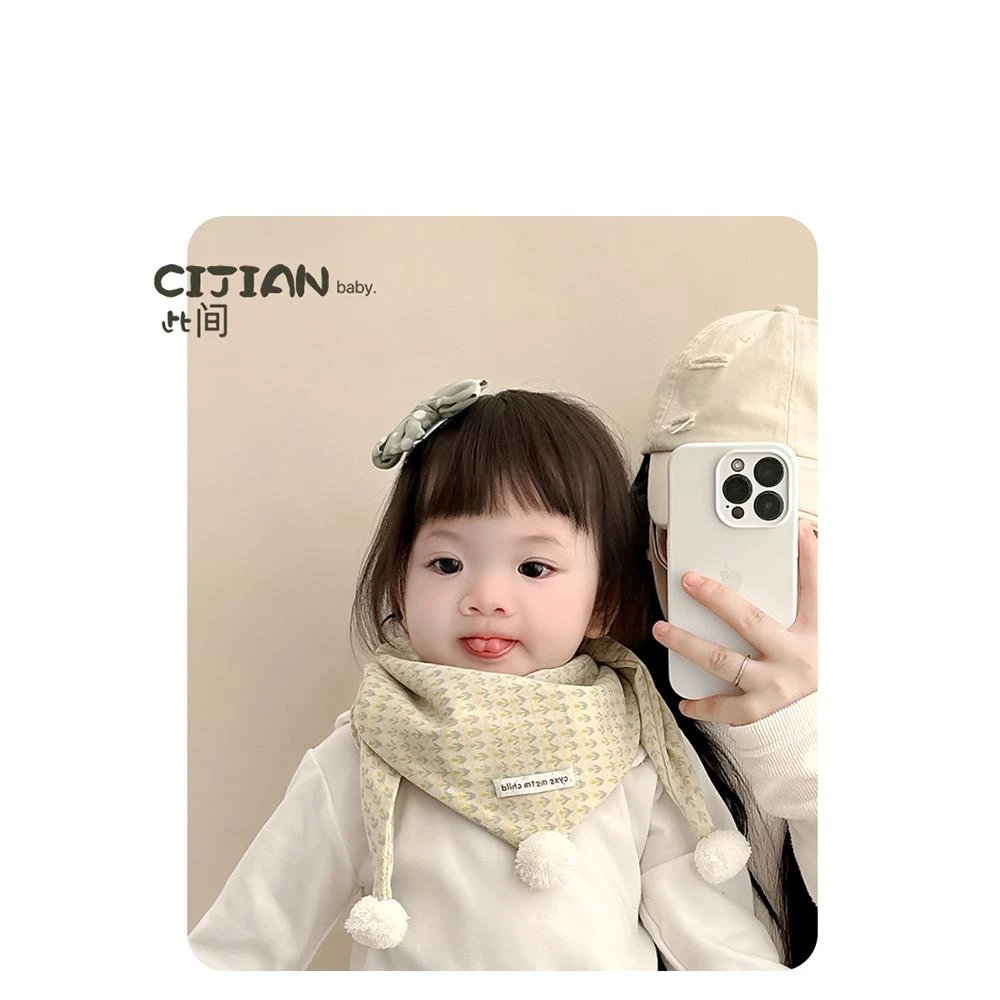 宝宝围巾春季婴儿保暖小围脖儿童防风三角巾男童女宝可爱护颈脖套