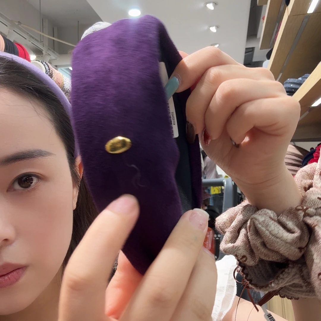 皮质铁合金紫色鸡皮绒发箍17