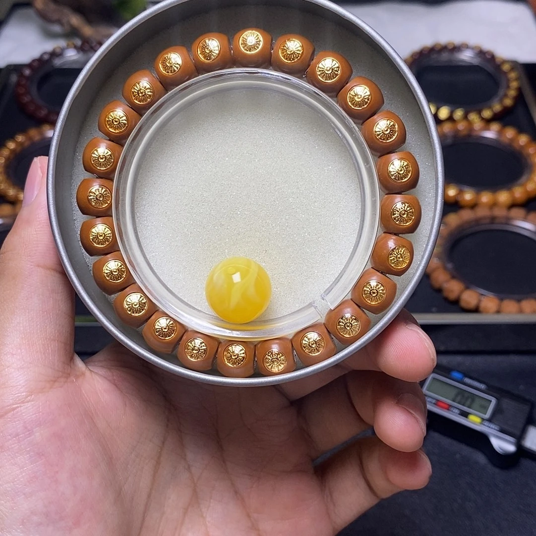 手串猴头核桃满镶嵌直切尺寸10左右全品