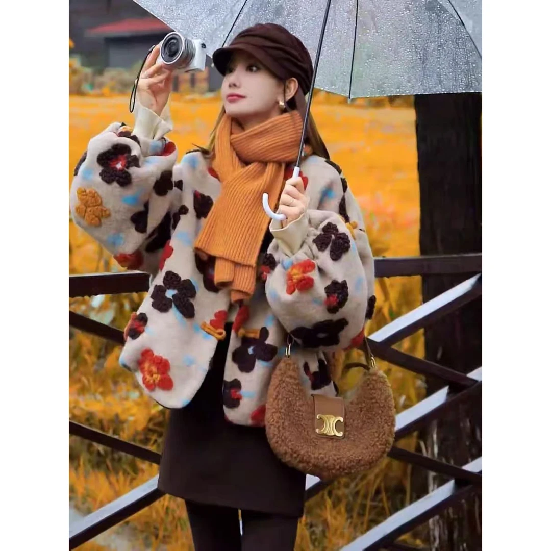 欧货花朵提花白鸭绒羽绒服女2025冬季新款高级感宽松百搭保暖外套