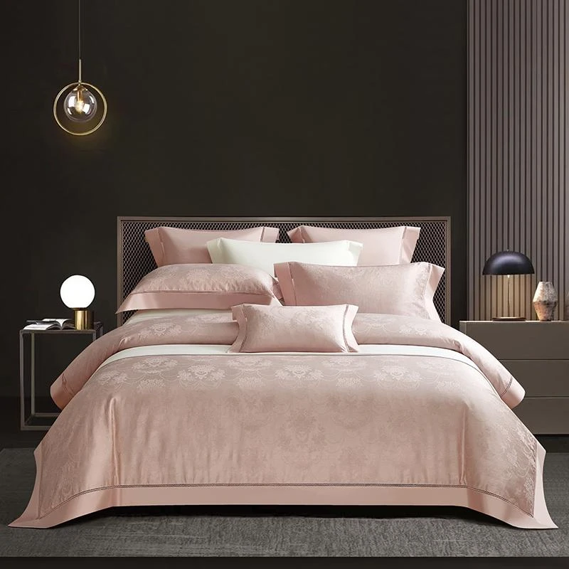 水星高端系列家纺高端欧式100支纯棉贡缎提花四件套长绒棉被套床