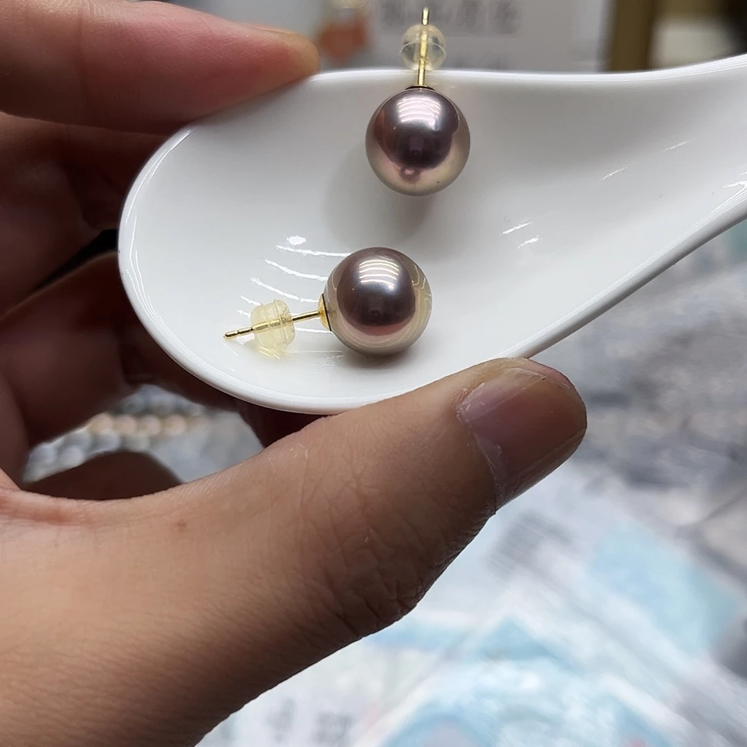 淡水珍珠耳饰18K金镶嵌