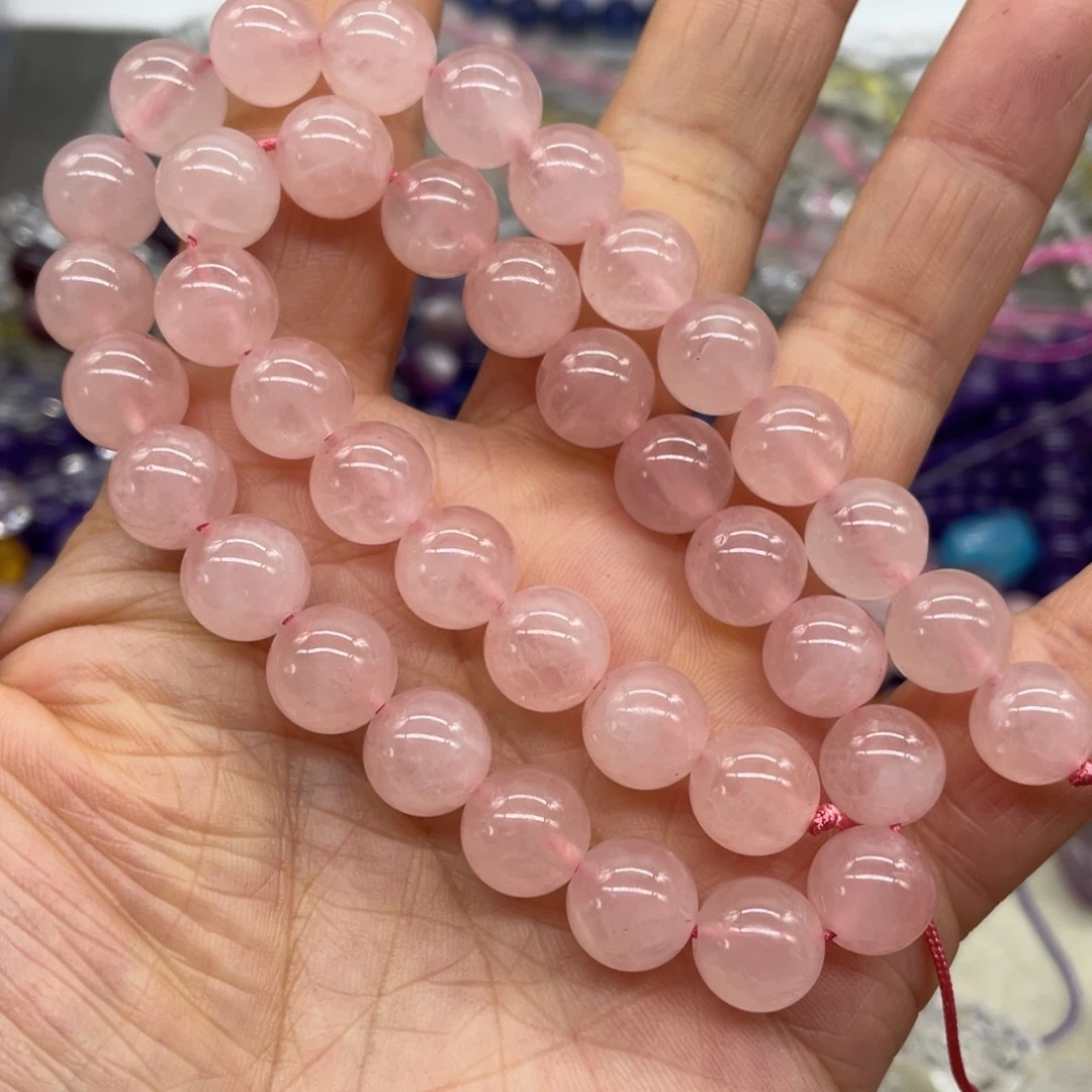 玛瑙/玉髓珠宝半成品未镶嵌粉水晶10m一条