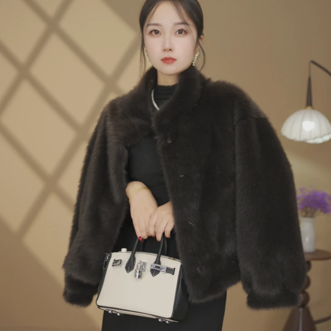 【明星同款-金标正品】秋冬短款外套百搭轻奢气质翻领时尚女款冬季