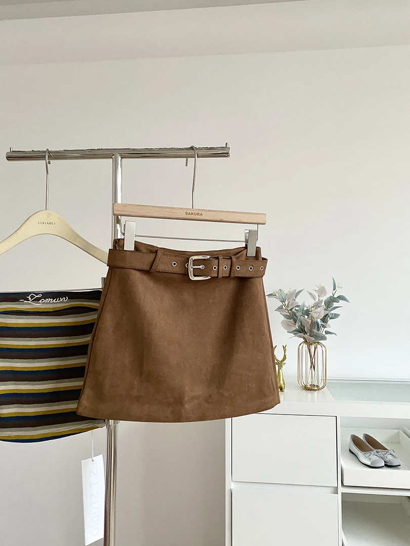 2025秋季新款咖色美式复古包臀半身裙女时尚气质修身百搭短裙