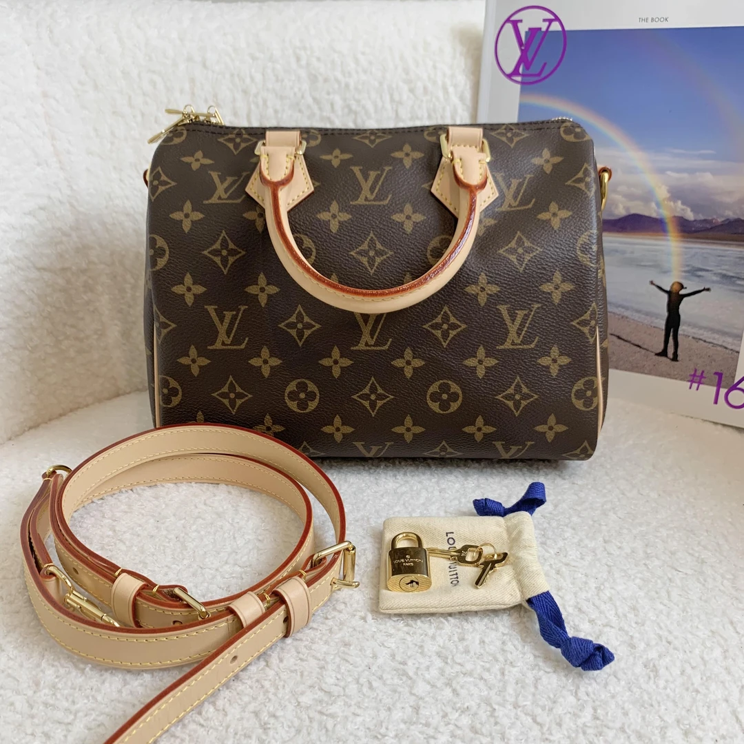 99新 LouisVuitton/路易威登 壹臻/老花speedy25 斜挎包 94441138