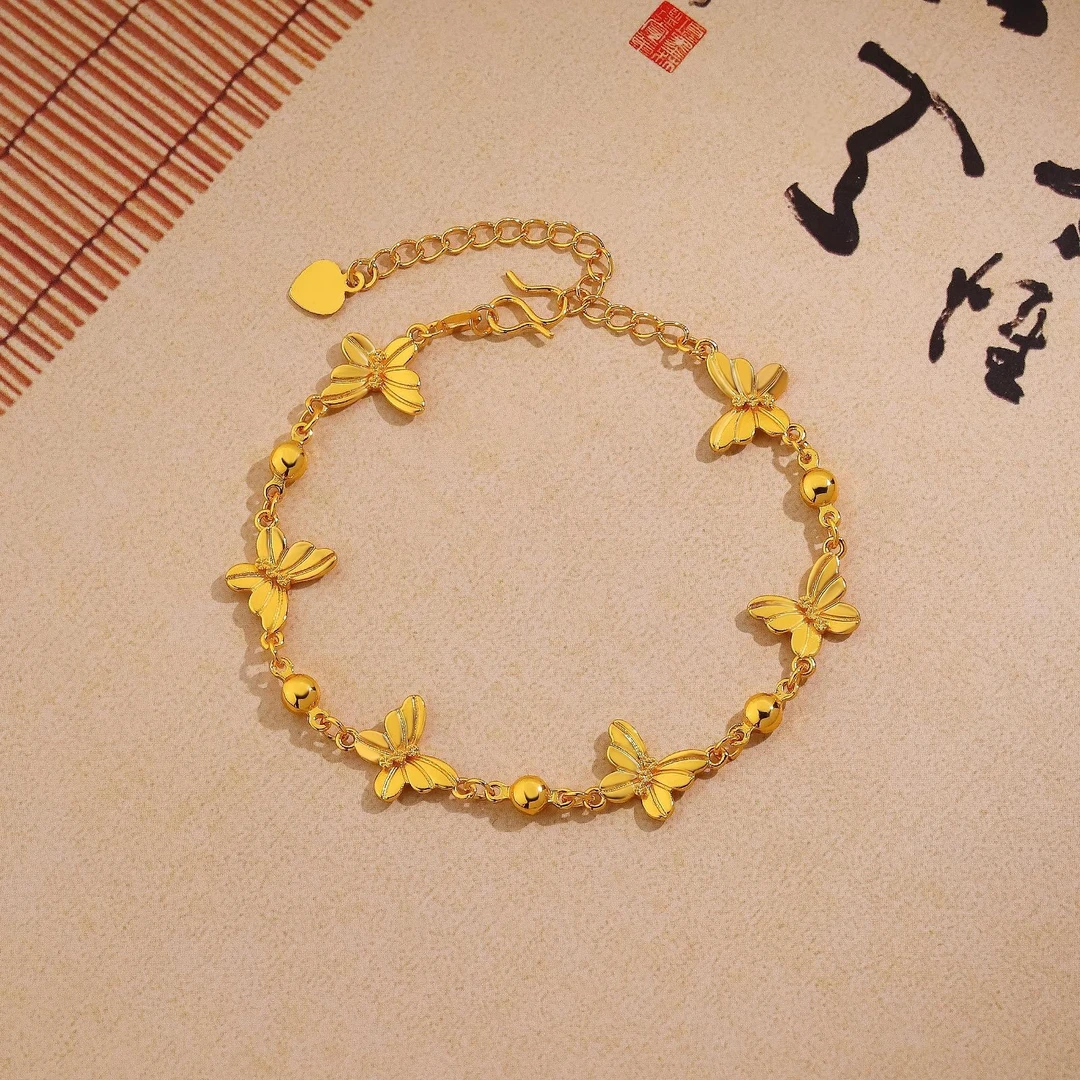 合金手链 合金新中式蝴蝶手链女轻奢气质设计宫廷风高级感手饰