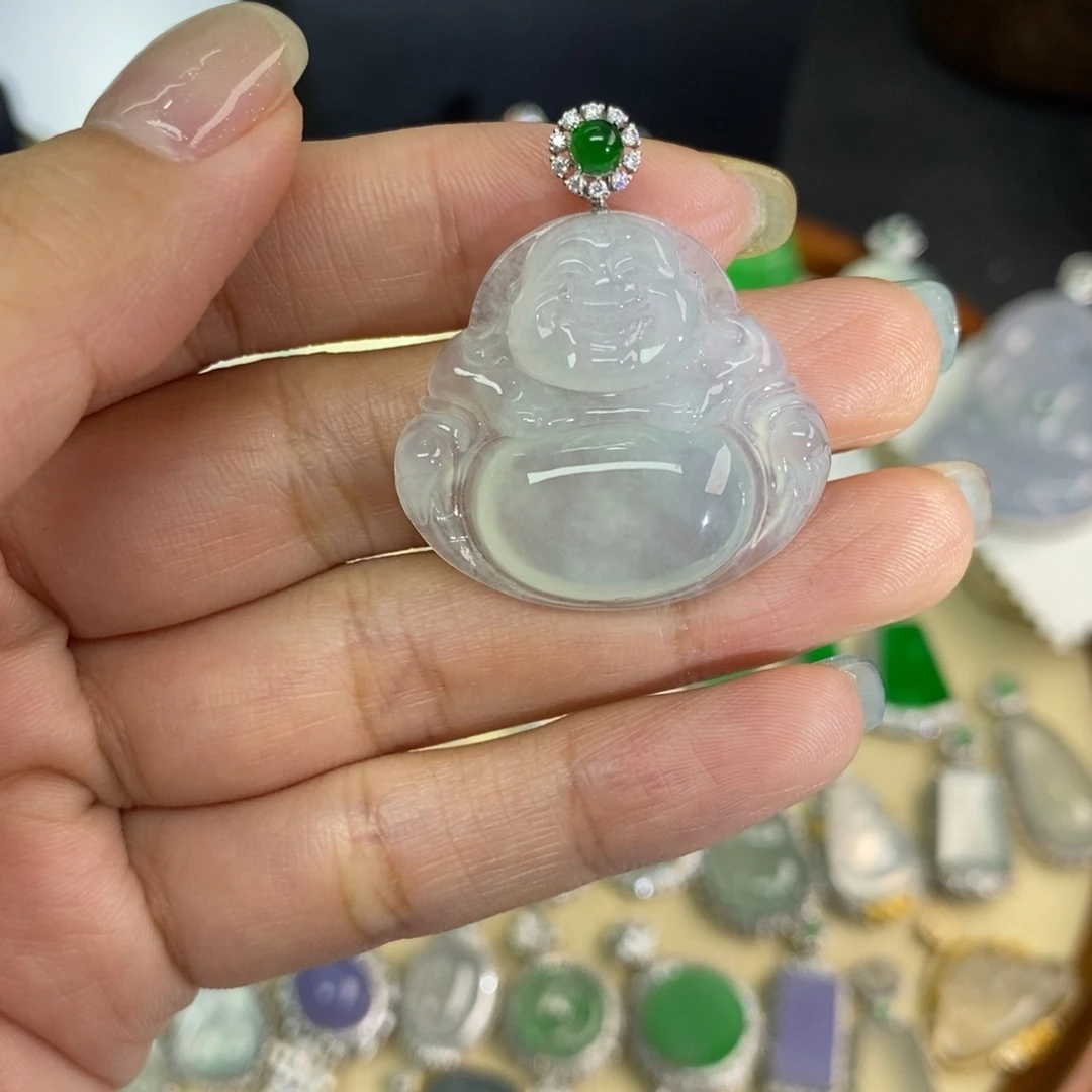 翡翠18K金镶嵌颈饰A货翡翠