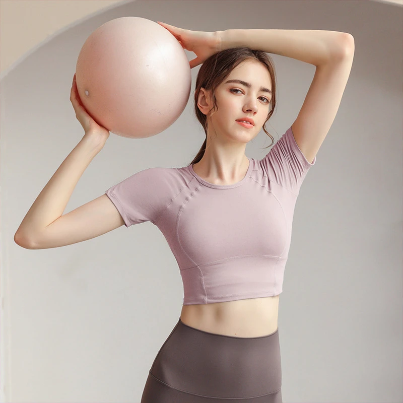 2025夏季新款瑜伽服运动上衣显瘦修身短袖T恤户外健身跑步健身服