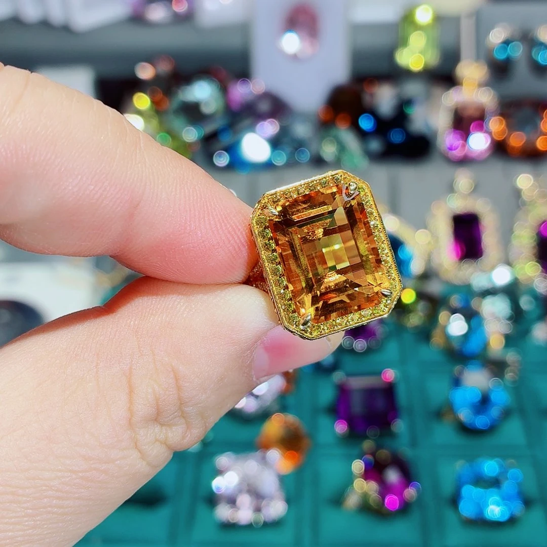 肖***喆戒指银S925镶嵌黄晶