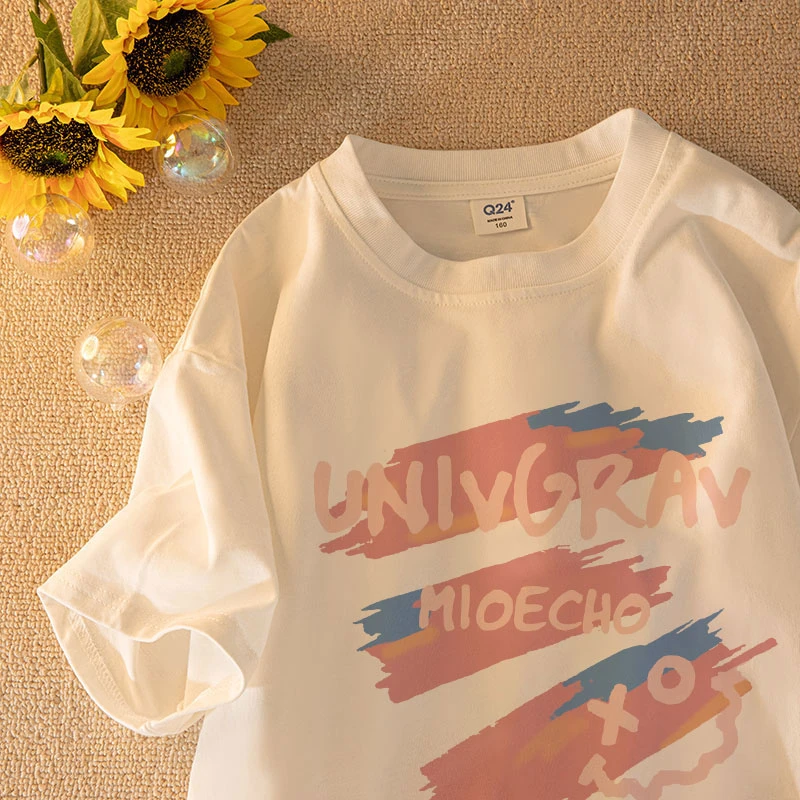 女童短袖夏装2025新款韩版洋气儿童t恤夏季体恤小女孩半袖上衣潮