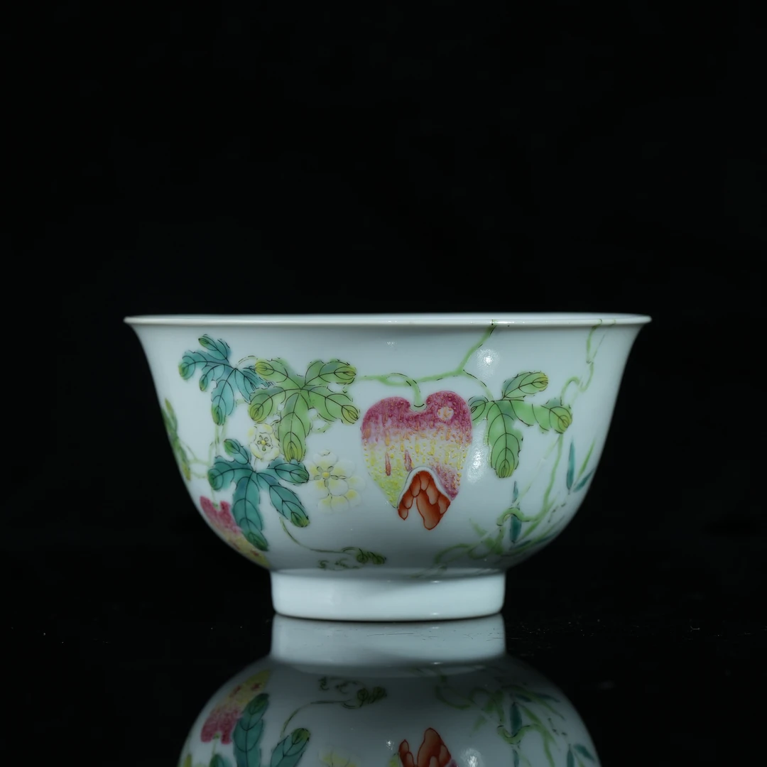 lot14939 4855  清嘉庆 粉彩赖瓜碗 D:11 H:6