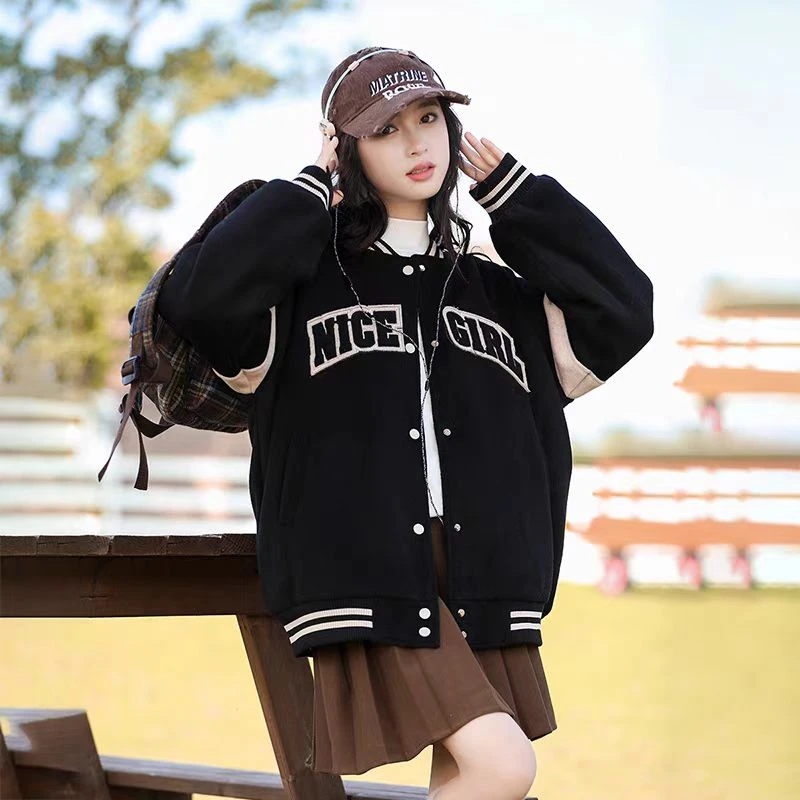 女童外套秋冬款2025新款洋气毛呢棒球服儿童夹棉加厚保暖棉服冬季