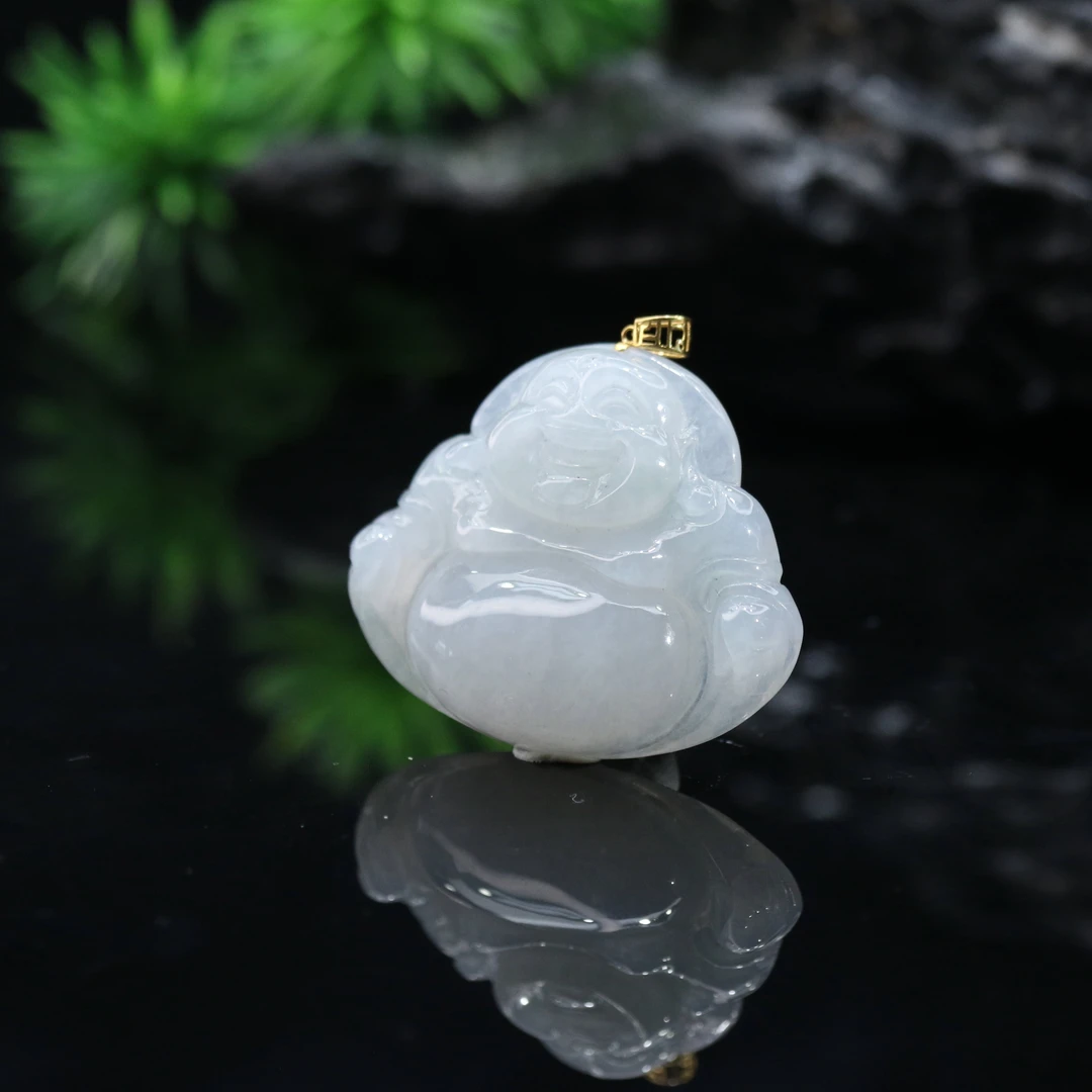 26天然缅甸翡翠A货18k冰佛公/400771/北京中保拍卖