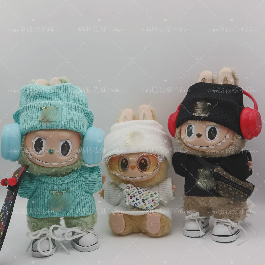 【鬼脸裁缝】[L家白色针织帽套装]衣科技感十足公仔