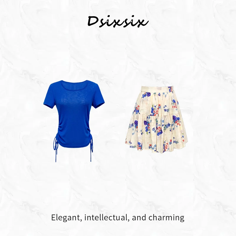 Yeah Me-【夏日画染】夏季新款时尚气质百搭收腰显瘦半身裙套装短裙