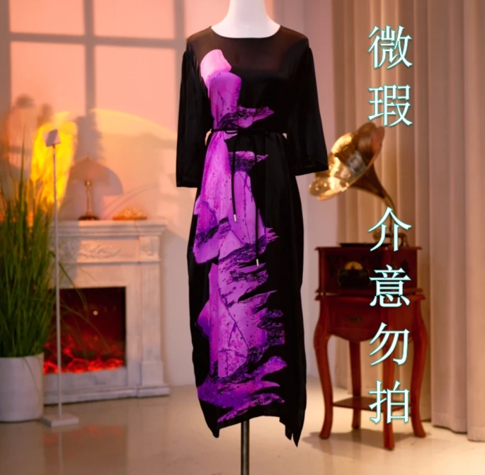 【微瑕】桑蚕丝高定时尚气质减龄连衣裙  23020028