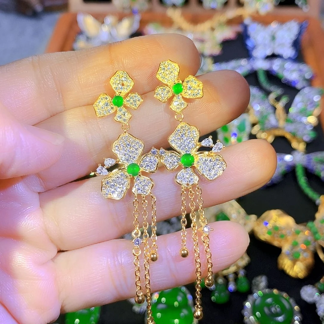 吊坠(不含链)银S925镶嵌翡翠