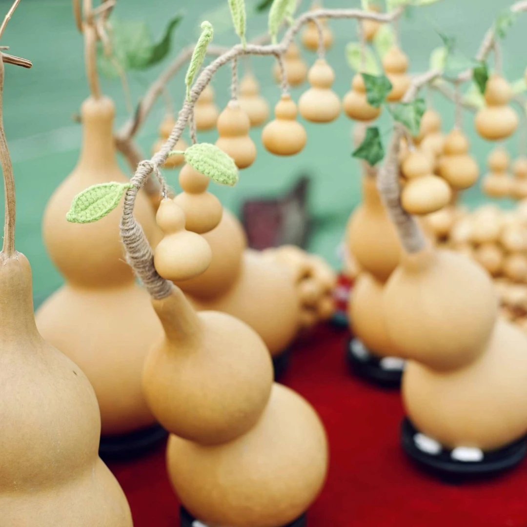 纯手工制作天然葫芦娃葫芦摆件七娃招财纳福送底座