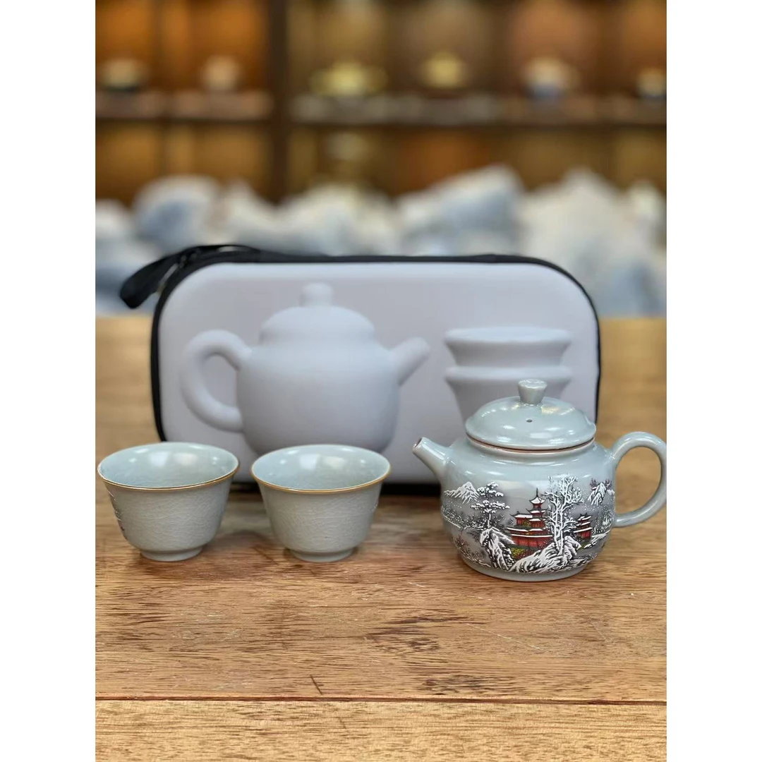 汝窑茶壶陶瓷一壶两杯1230