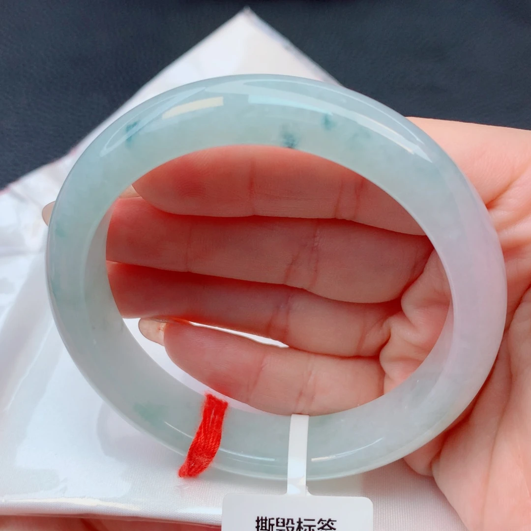翡翠未镶嵌手镯57-58糯冰飘花