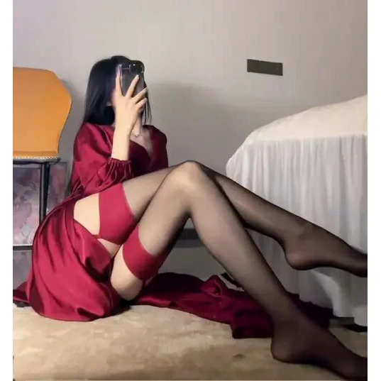 2025新款夜店蹦迪8d超薄撞色红边黑丝情侣战袍女款情趣油光