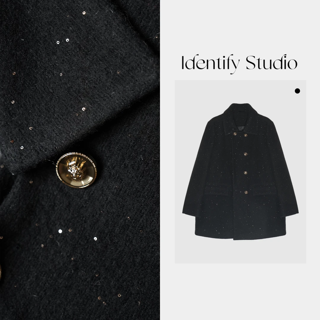 IDENTIFY香香“双排扣细闪西装外套”秋冬外套时尚休闲外套24AW